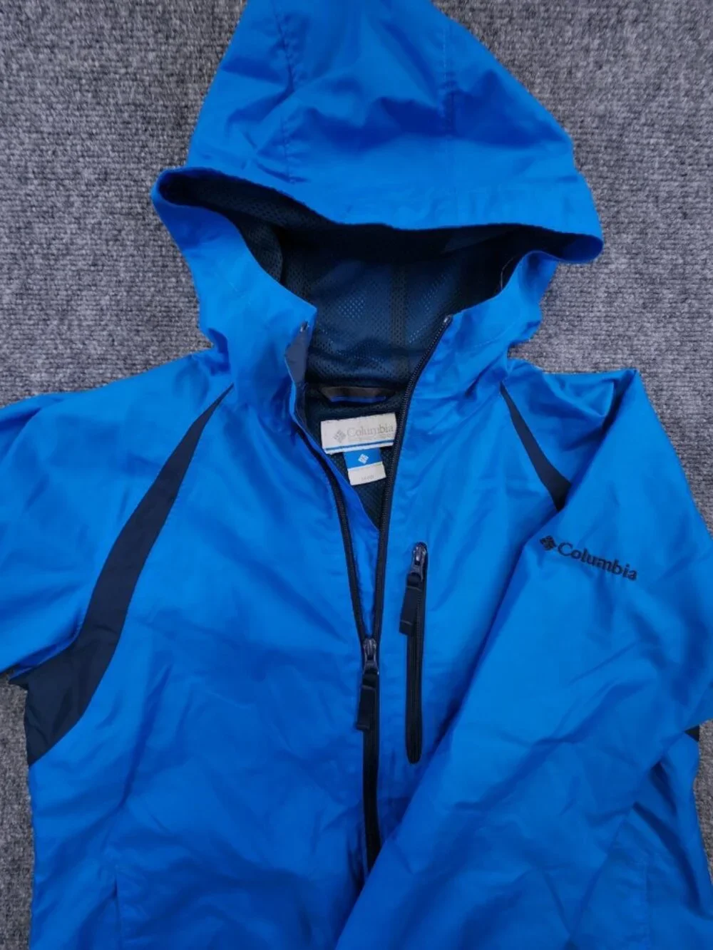 Columbia Unisex Youth (14-16) Full Zip Windbreaker Jacket Blue Mesh Lining Ski